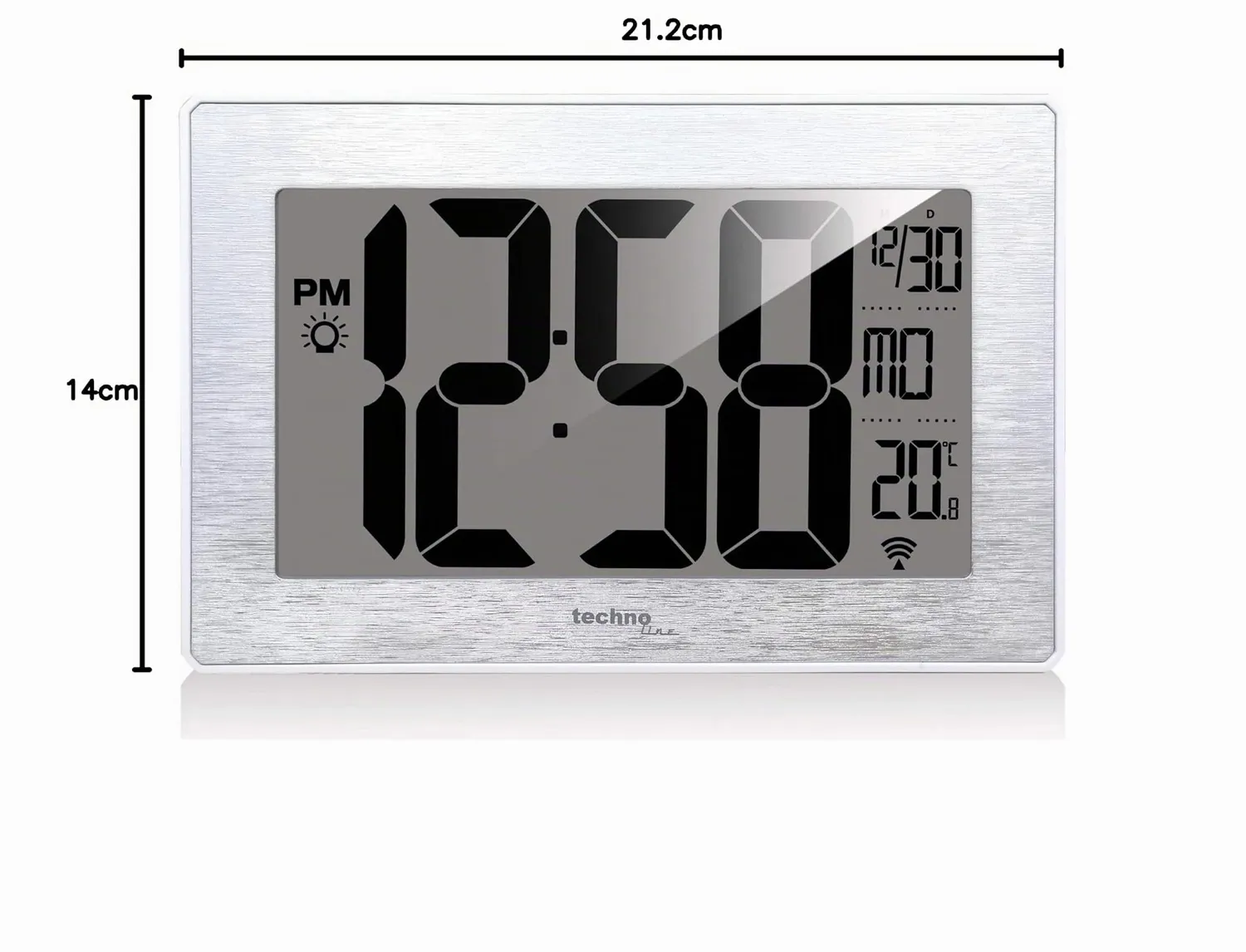 Technoline WS 8018 LED-Funkwanduhr silber 212 mm