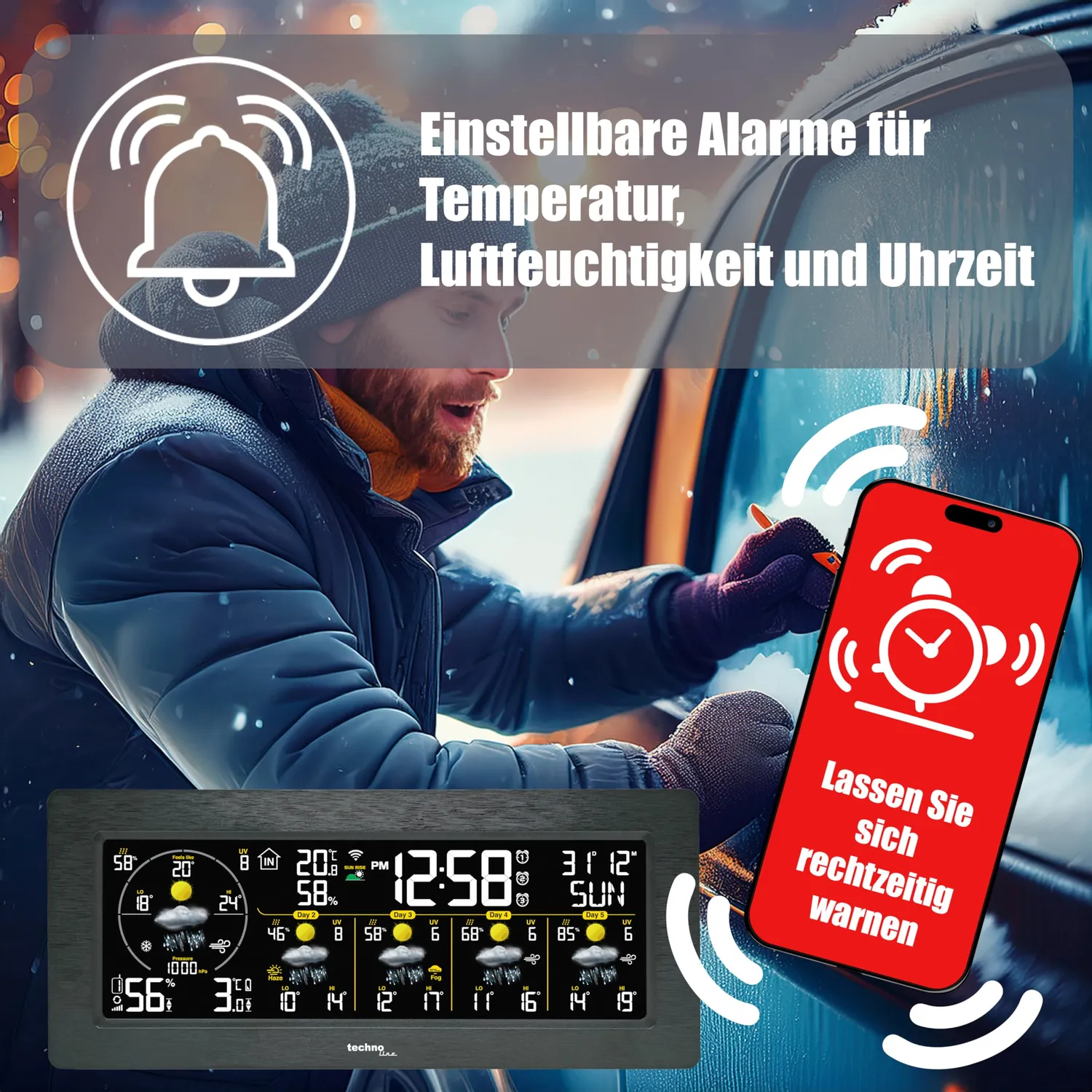 Technoline WD 3050 WLAN-Wetterstation mit Außensensor 5-Tage