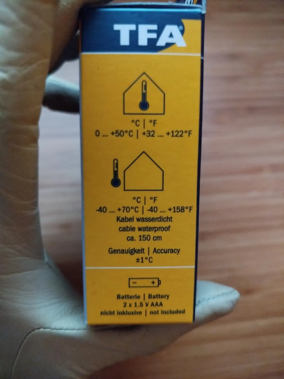 TFA Dostmann 30.1044 Innen-Außen-Thermometer anthrazit Kabel