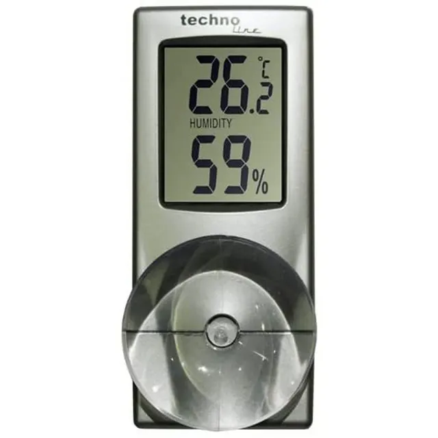 Technoline WS 7025 Fensterthermometer Grau mit Saugnapf