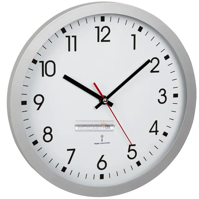 TFA Dostmann 60.3522.02 Funk-Wanduhr silber 30 cm