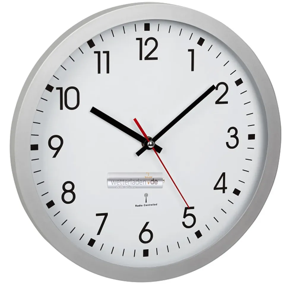 TFA Dostmann 60.3522.02 Funk-Wanduhr silber 30 cm