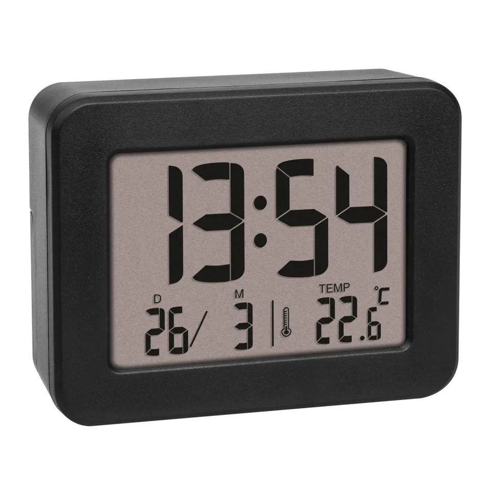 TFA Dostmann 60.2044.01 Mini Wecker digital schwarz mit Temperatur