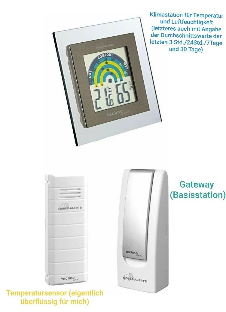 Technoline Mobile Alerts MA 10200 Thermo-Hygrosensor mit Alarm