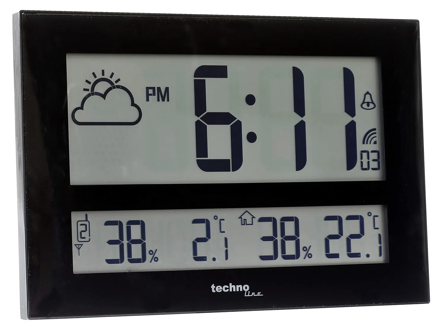 Technoline WS 8011 Wanduhr schwarz Funk Thermo-Hygro