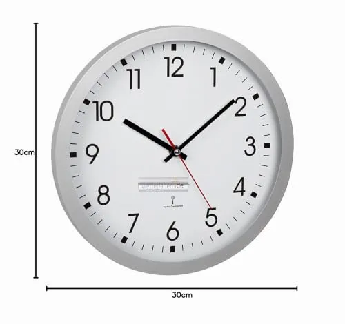 TFA Dostmann 60.3522.02 Funk-Wanduhr silber 30 cm
