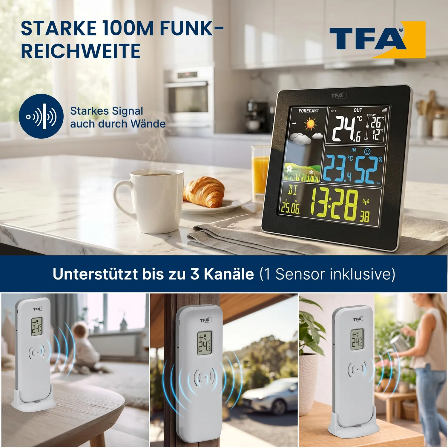 TFA Dostmann SUN2 35.1174 Funk-Wetterstation schwarz
