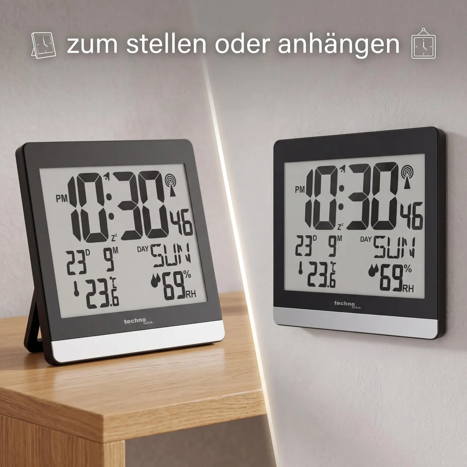 Technoline WS 8014 Funkwanduhr großes Display Klima