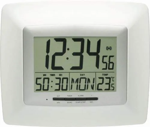 Technoline WS 8100 Funk-Wanduhr weiß-silber mit Thermometer