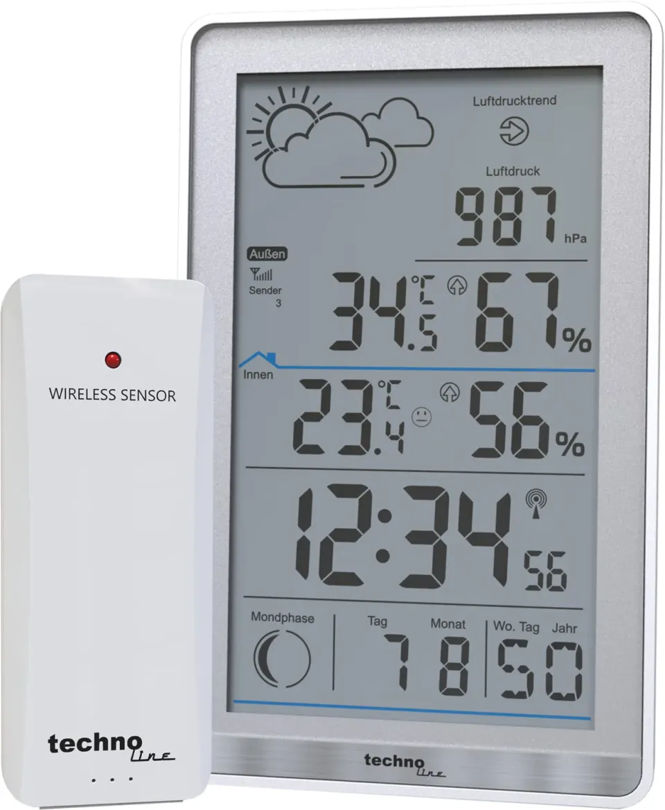 Technoline WS 9218 Wetterstation mit Außensensor DCF
