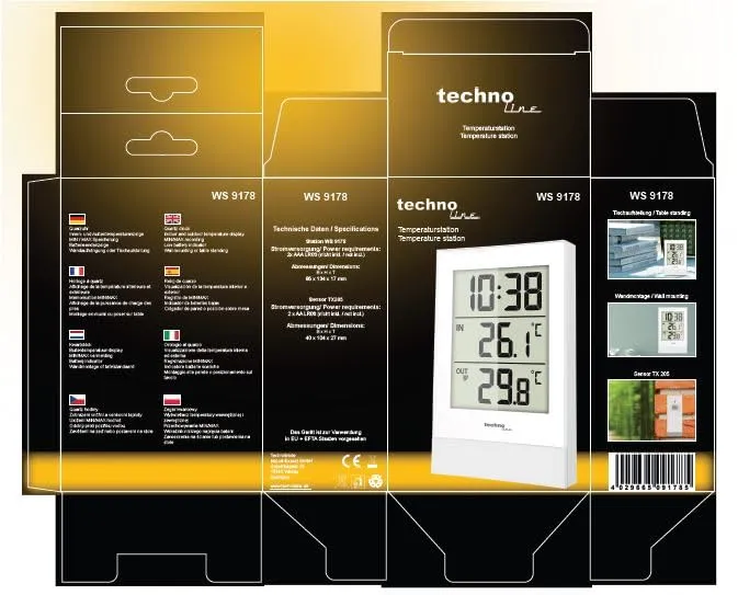 Technoline WS 9178 Thermometer mit TX205 Außensender