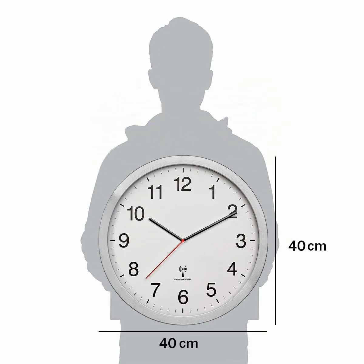 TFA Dostmann 60.3545.02 Funk-Wanduhr XL 40 cm silber-weiß