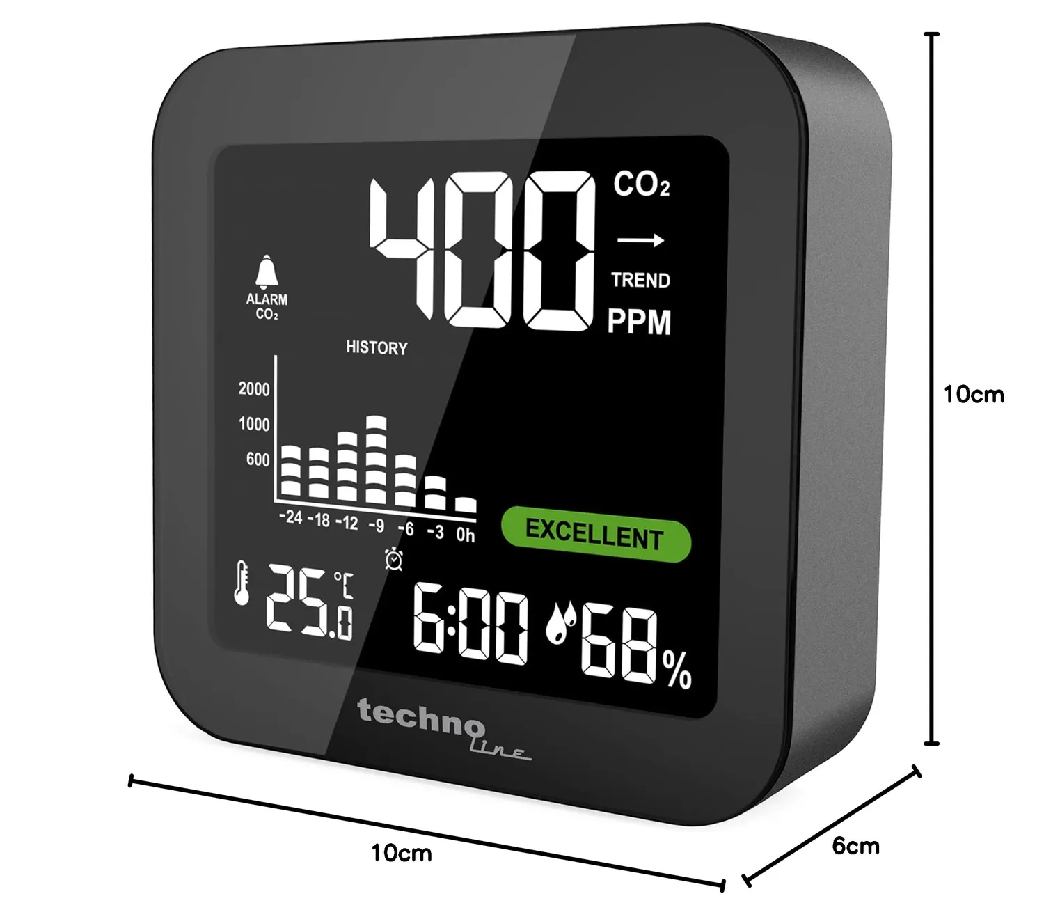 Technoline WL1025 CO2-Messgerät Monitor Akku
