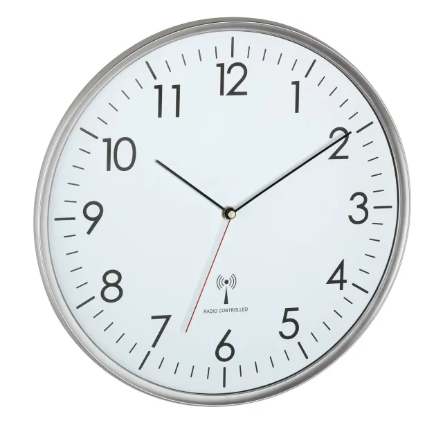 TFA Dostmann 60.3514 Funk-Wanduhr Silber-Weiß 33cm