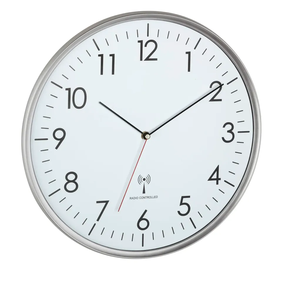 TFA Dostmann 60.3514 Funk-Wanduhr Silber-Weiß 33cm
