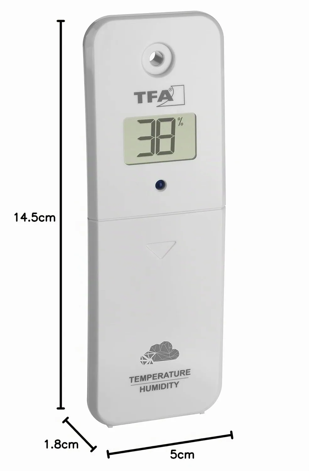 TFA Dostmann 30.3800.02 Thermo-Hygro-Sender weiß Display