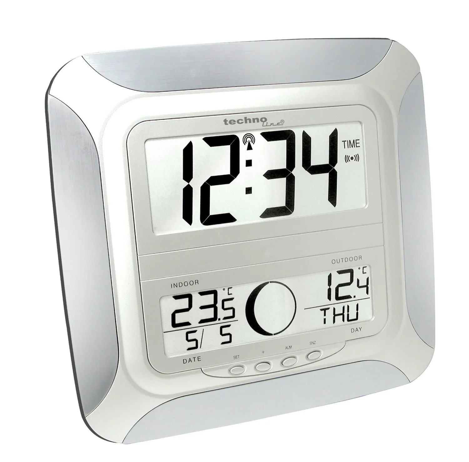 Technoline WS 8118 Funk-Wanduhr alu-silber mit Thermometer