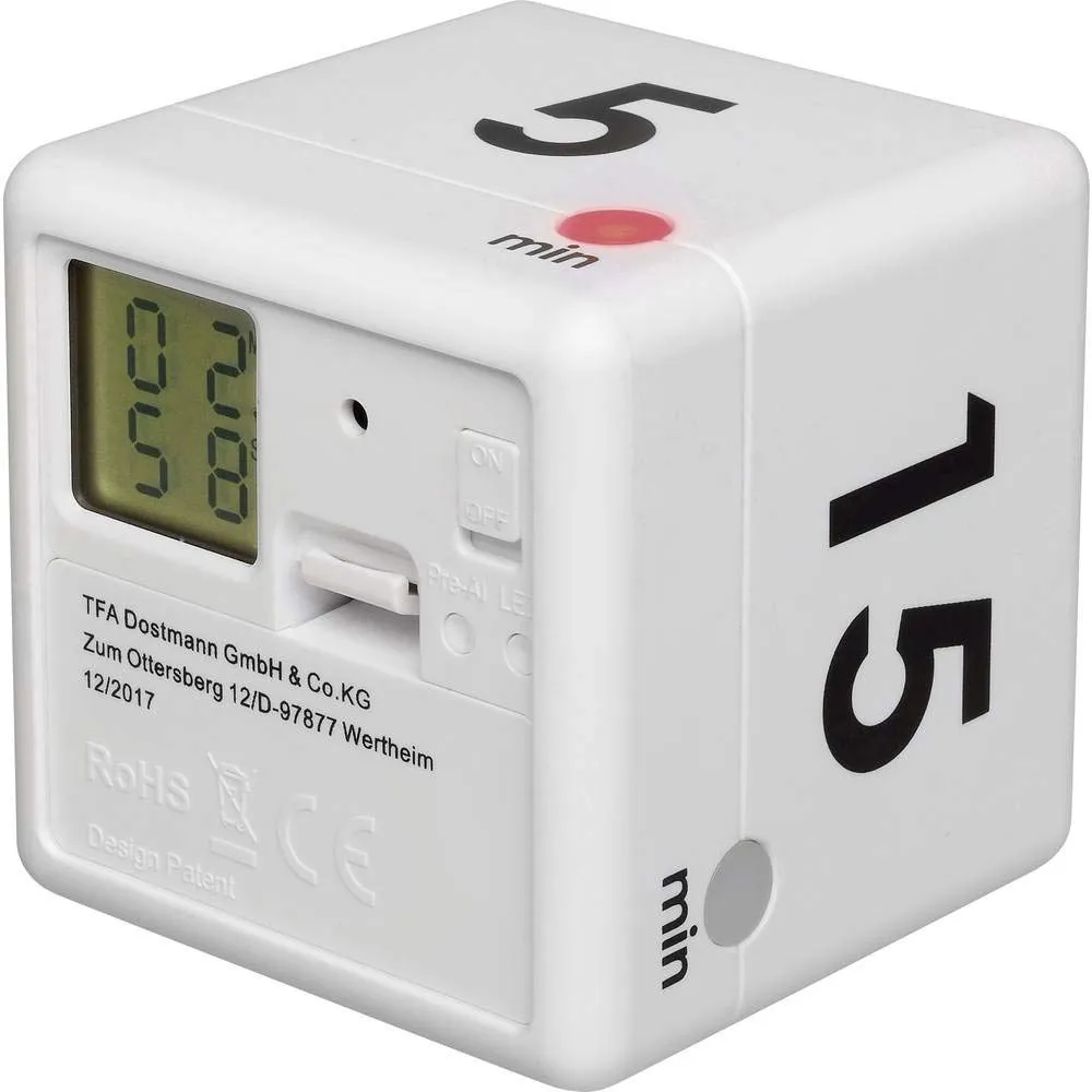 TFA Dostmann Cube Timer 38.2032.02 weiß digital