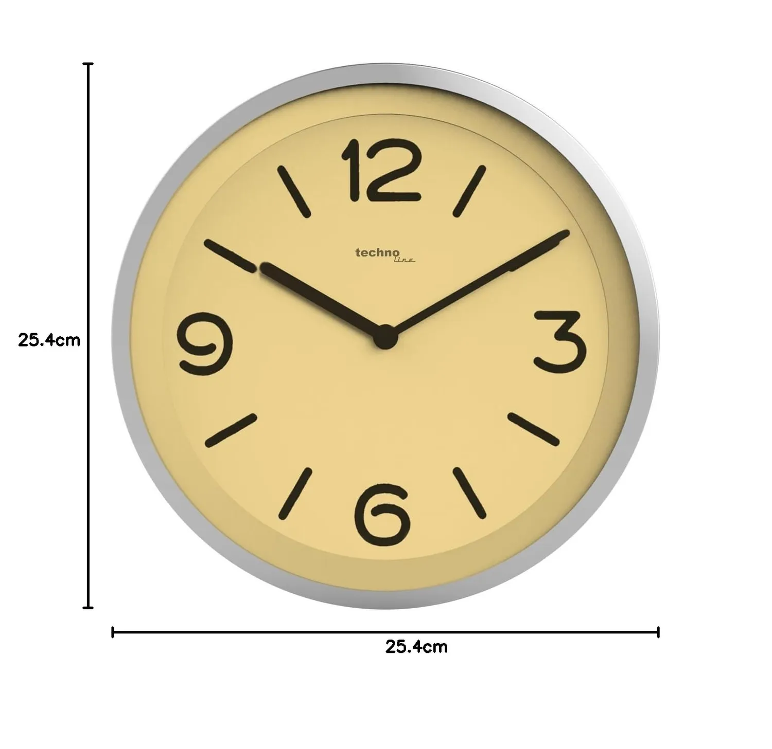 Technoline WT 7400 Wanduhr 25,4 cm Chrom mit Beleuchtung