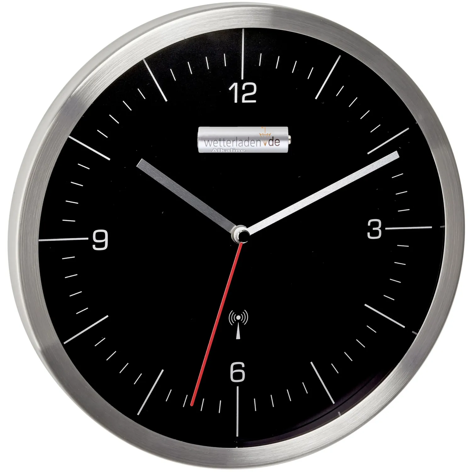 TFA Dostmann 60.3544.01 Funk Wanduhr schwarz-silber lautlos