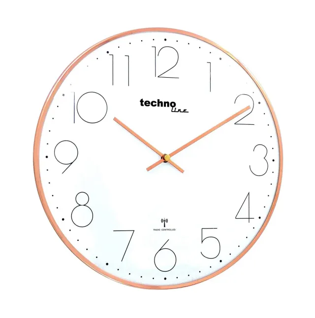 Technoline Funkwanduhr 40 cm rosé-gold Glas DCF