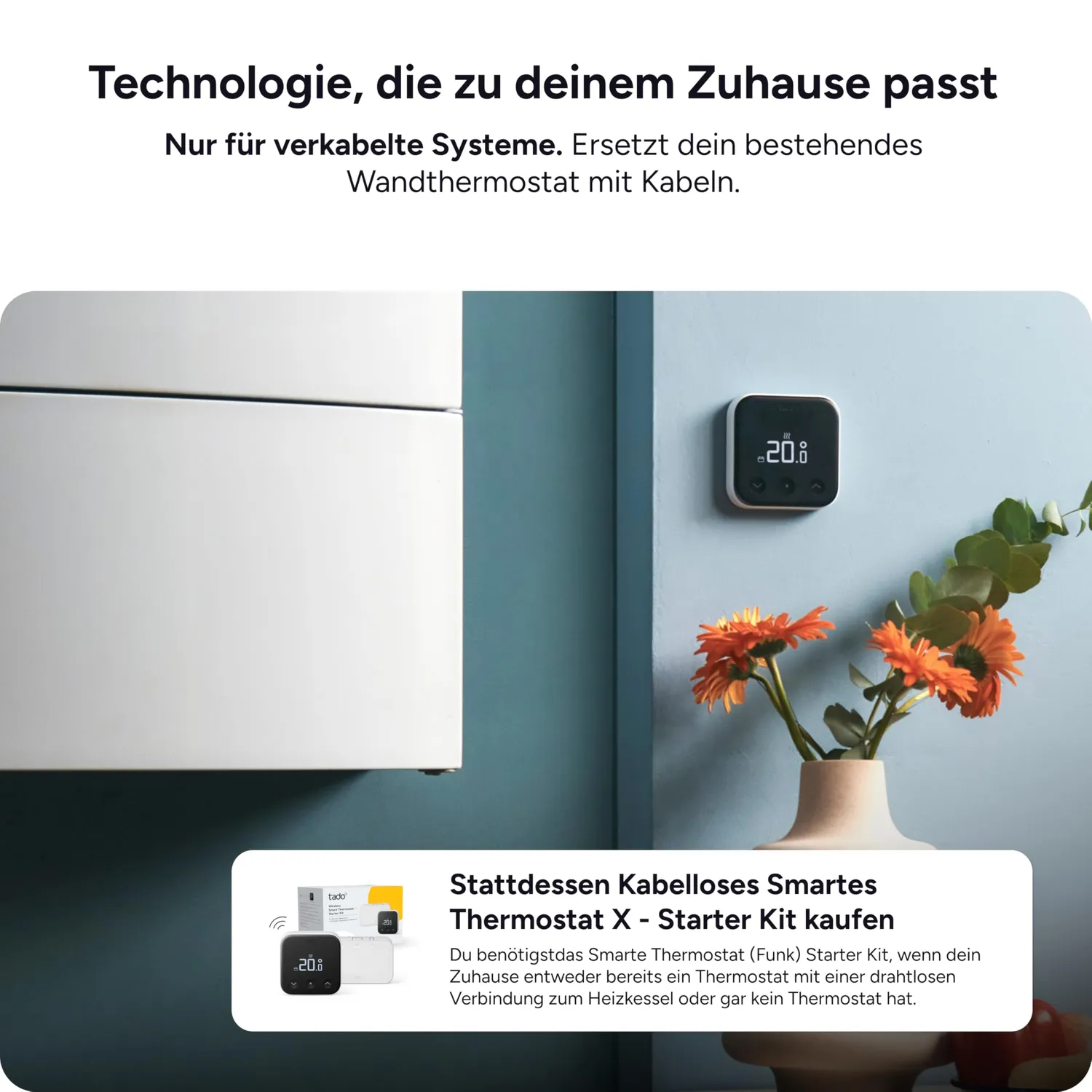 tado° X smartes Thermostat Starter Kit Fußbodenheizung mit Bridge