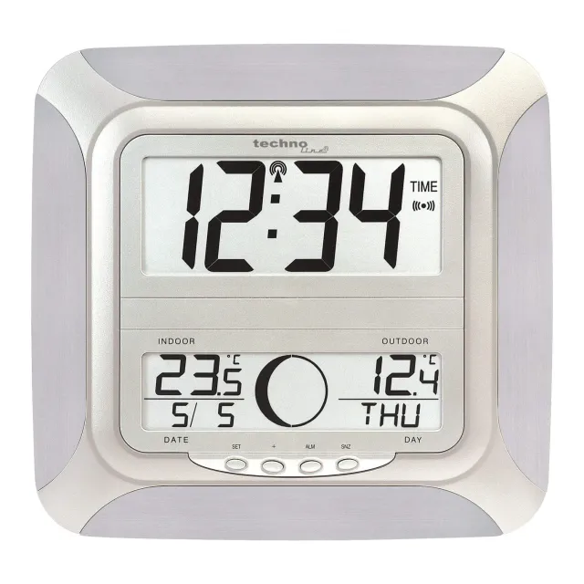 Technoline WS 8118 Funk-Wanduhr alu-silber mit Thermometer