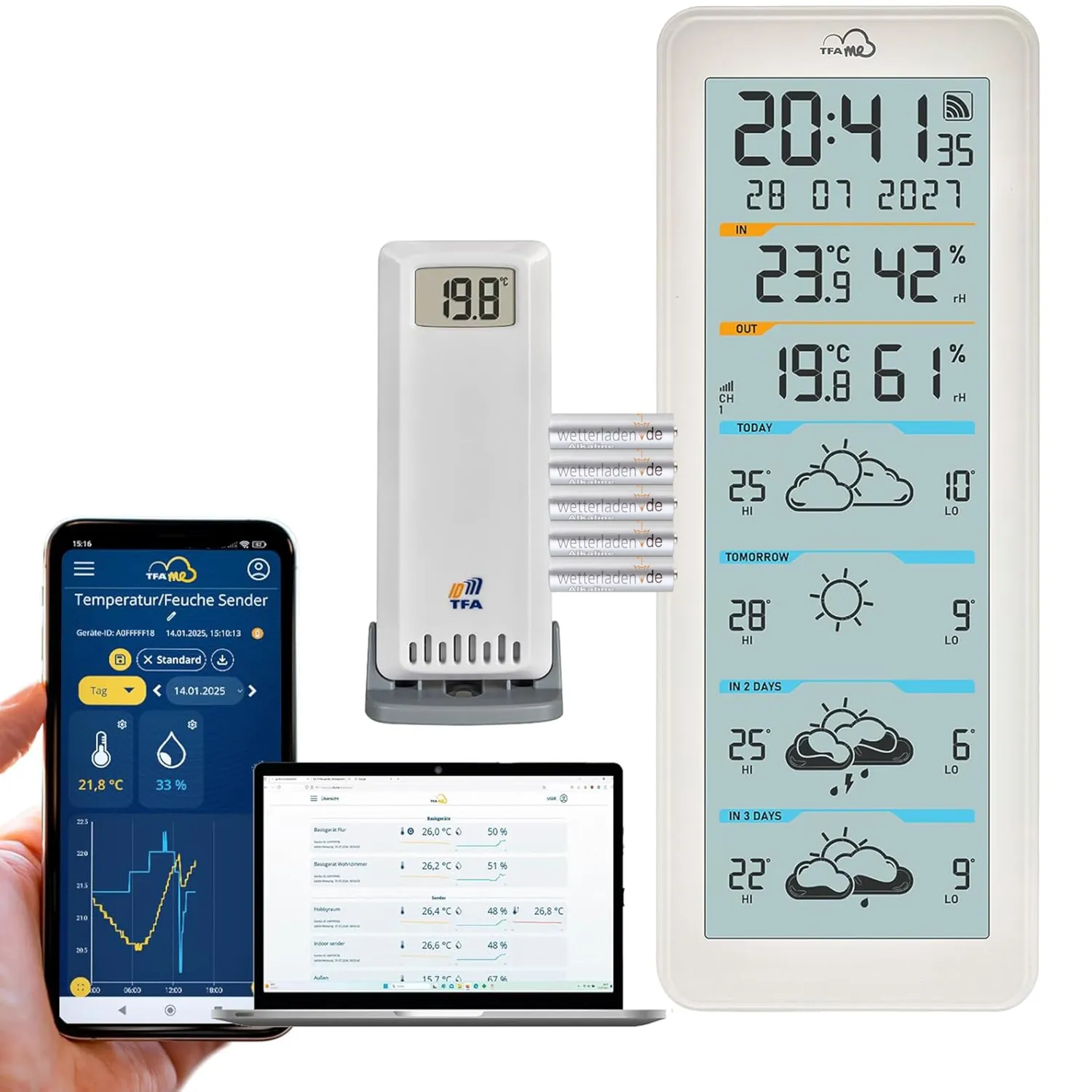 TFA Dostmann TFA.me ID-06 35.8108.02 WLAN-Wetterstation weiß