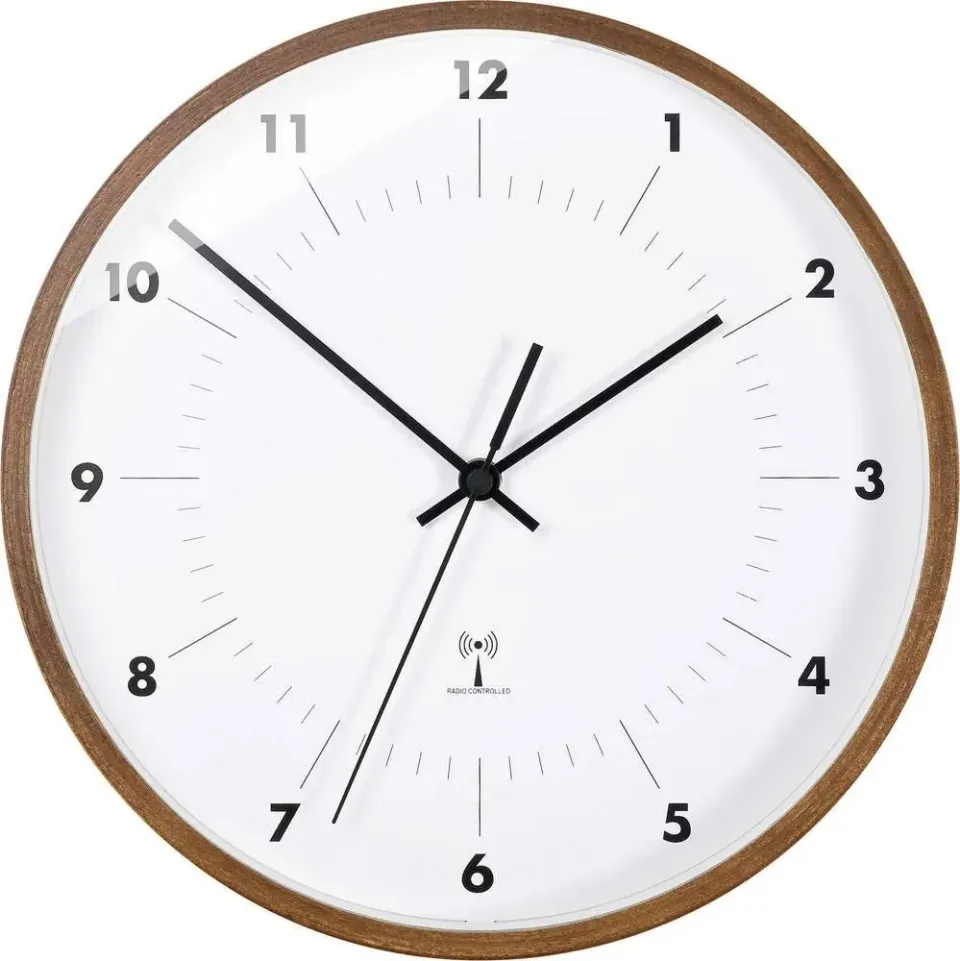 TFA Dostmann 98.1097 Funk-Wanduhr Holzrahmen analog