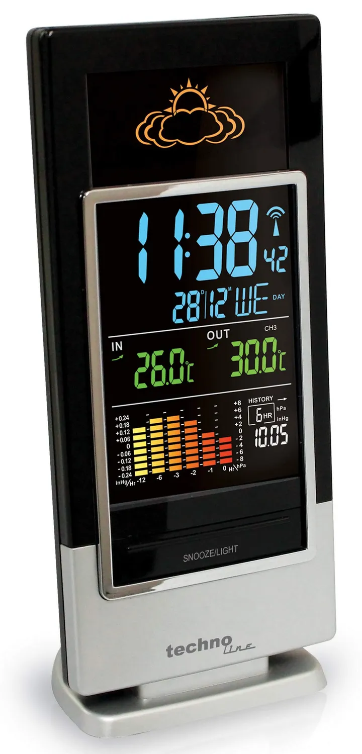 Technoline WS 6502 Wetterstation Farbdisplay 3 Sender möglich