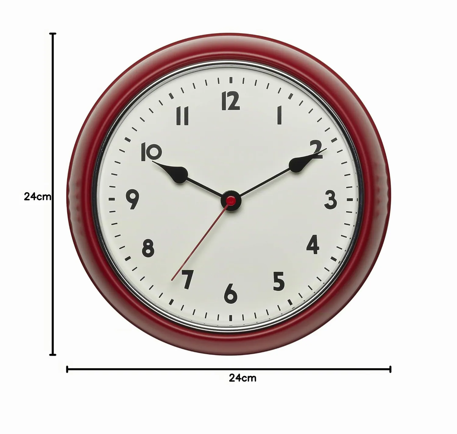 TFA Dostmann 60.3541.05 Funk-Wanduhr rot Metall 24 cm