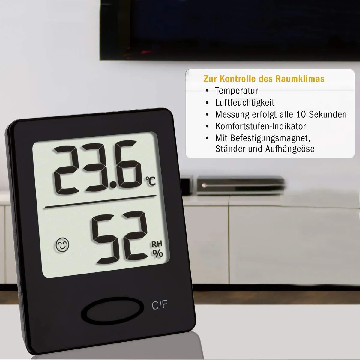 TFA Dostmann 30.5041 Thermo-Hygrometer schwarz Smiley