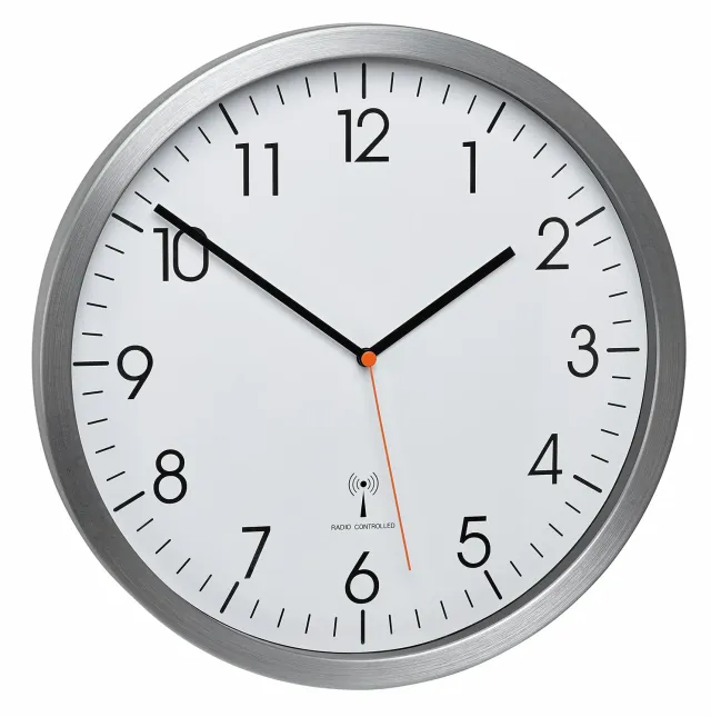 TFA Dostmann 60.3527.55 Funk-Wanduhr silber 30,5 cm lautlos