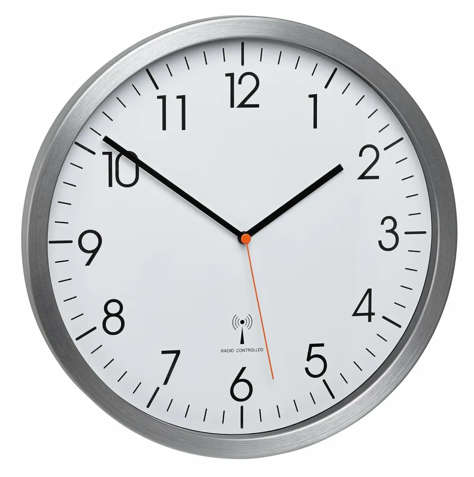TFA Dostmann 60.3527.55 Funk-Wanduhr silber 30,5 cm lautlos