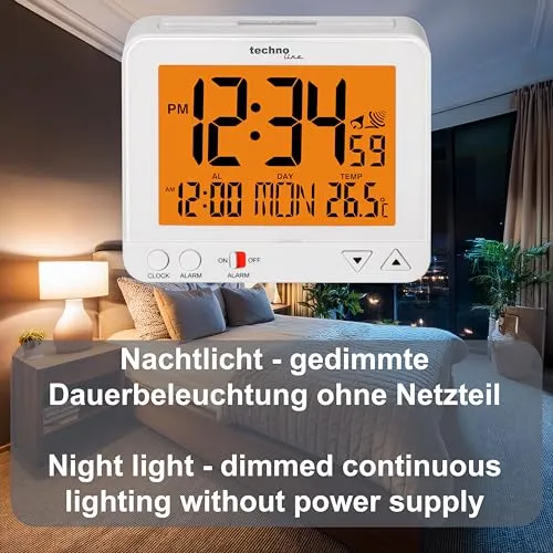 Technoline WT 195 Funkwecker Weiß mit Temperaturanzeige