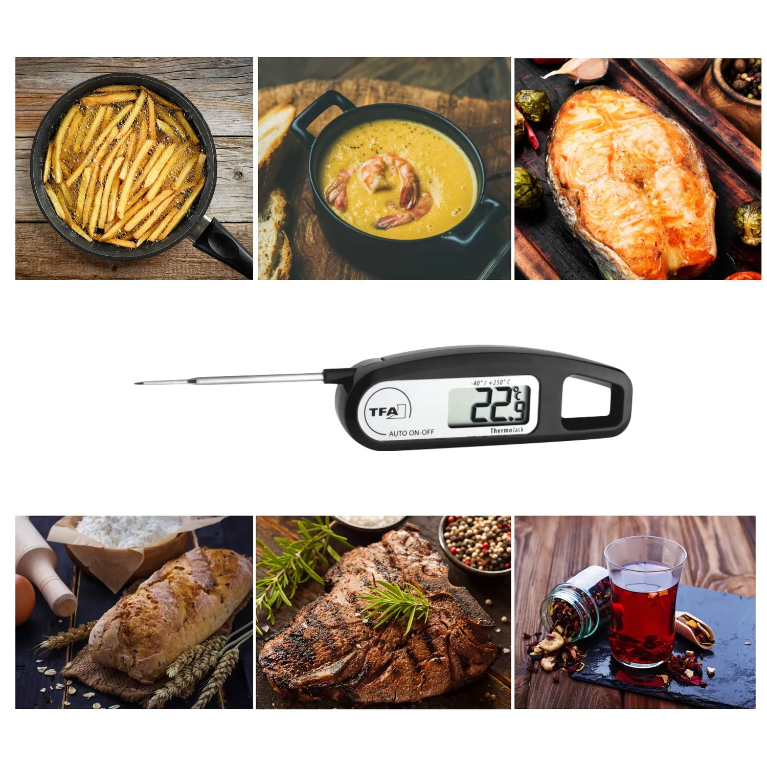 TFA Dostmann Thermo Jack Thermometer schwarz klappbar