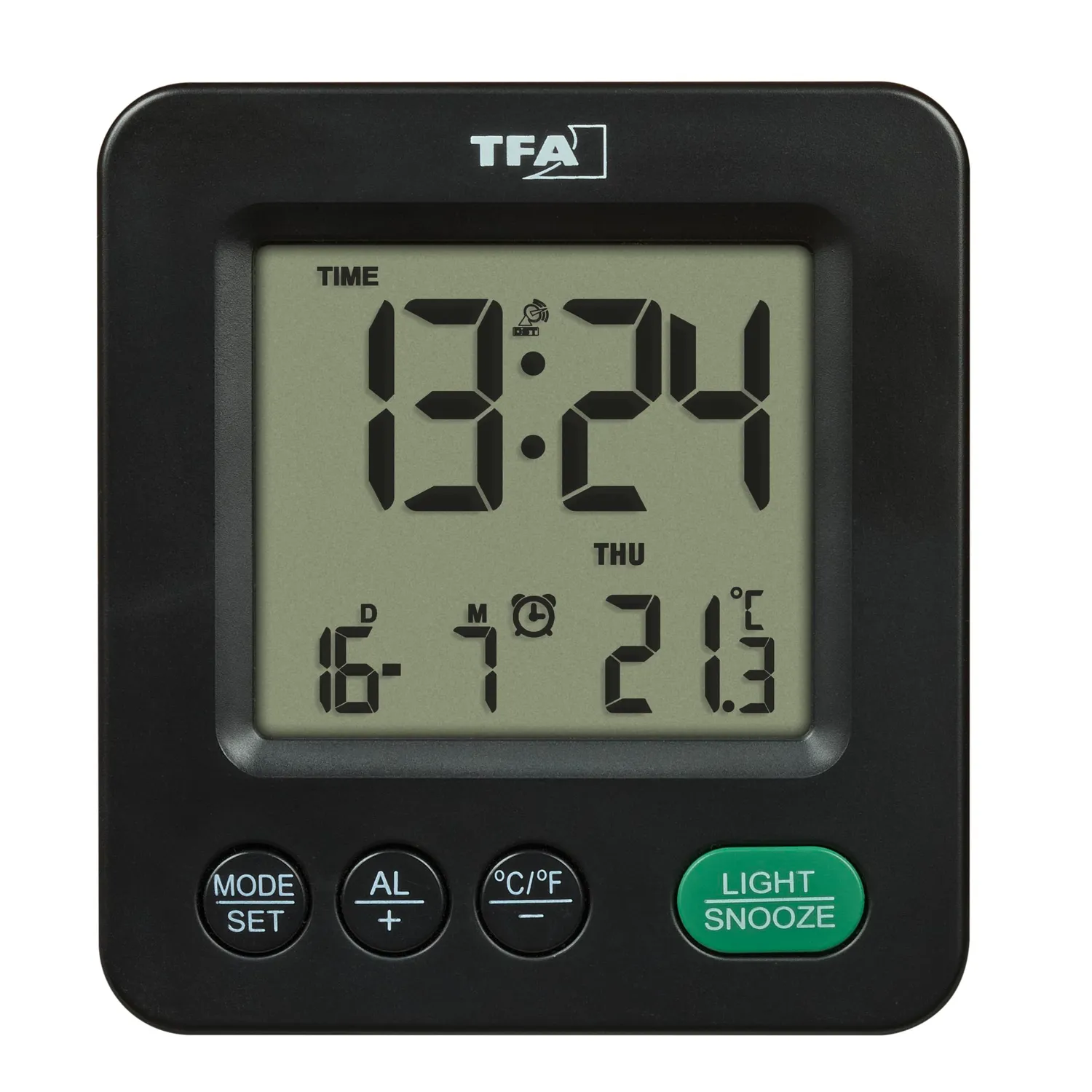 TFA Dostmann View 60.2567.01 Funk-Wecker schwarz Temperatur