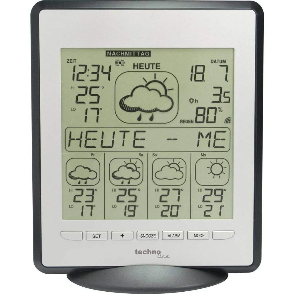 Technoline WD 9550 Wetterdirektstation silber 5-Tage Prognose
