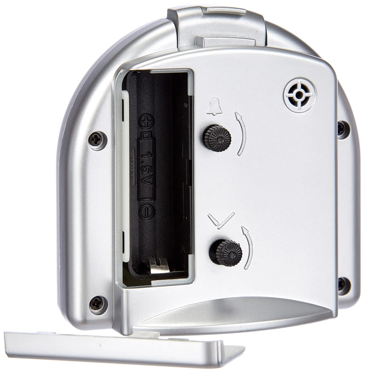 Technoline Model SD Quarzwecker analog silber 8,3 cm Leuchtzeiger