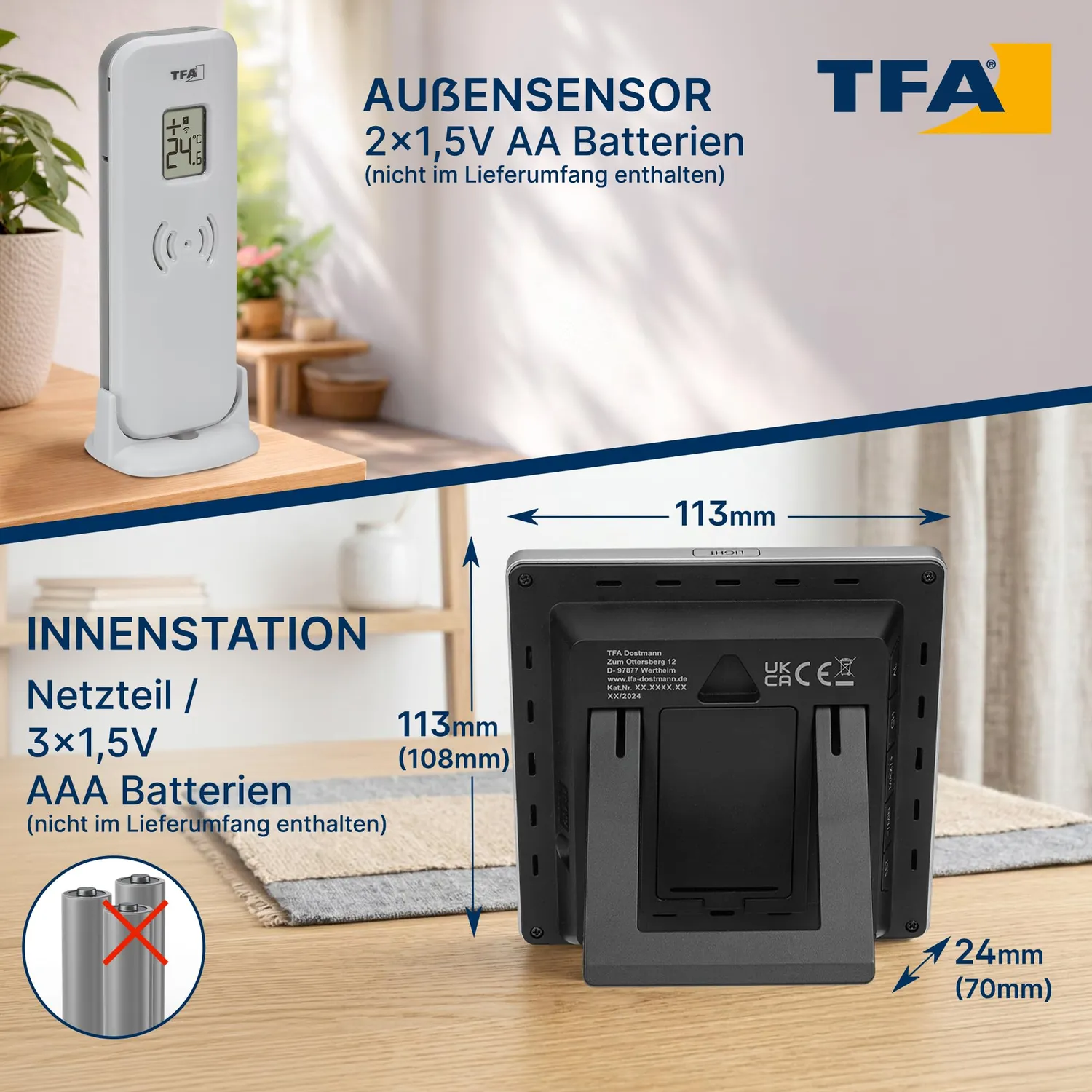 TFA Dostmann SUN2 35.1174 Funk-Wetterstation schwarz