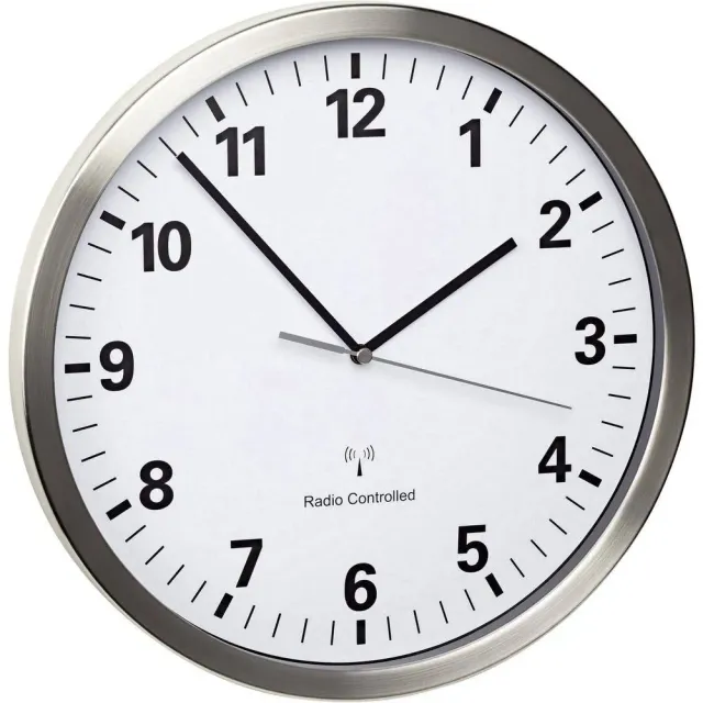 TFA Dostmann 60.3523 Funk-Wanduhr analog Edelstahl
