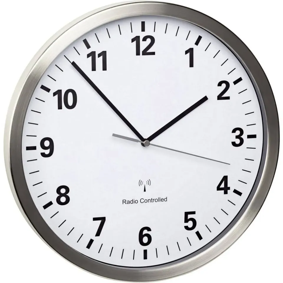 TFA Dostmann 60.3523 Funk-Wanduhr analog Edelstahl