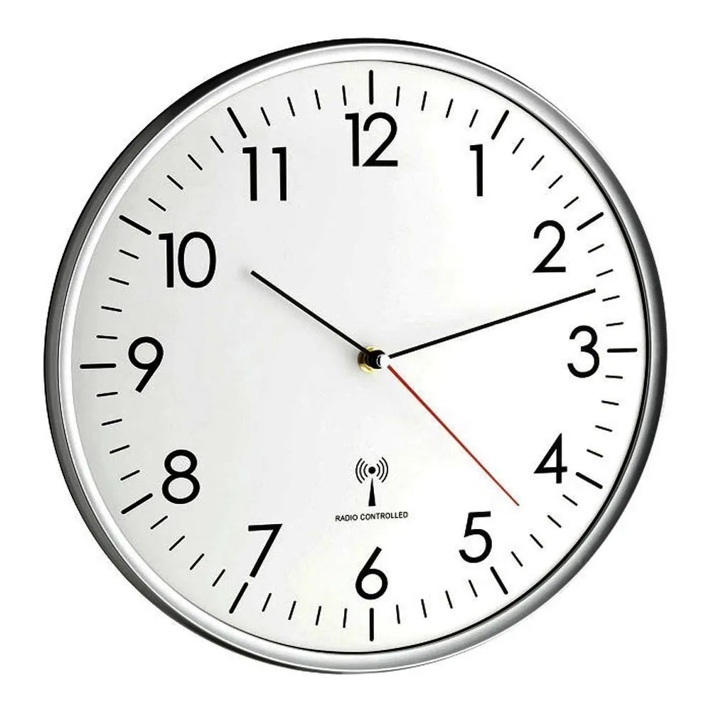 TFA Dostmann 60.3514 Funk-Wanduhr Silber-Weiß 33cm