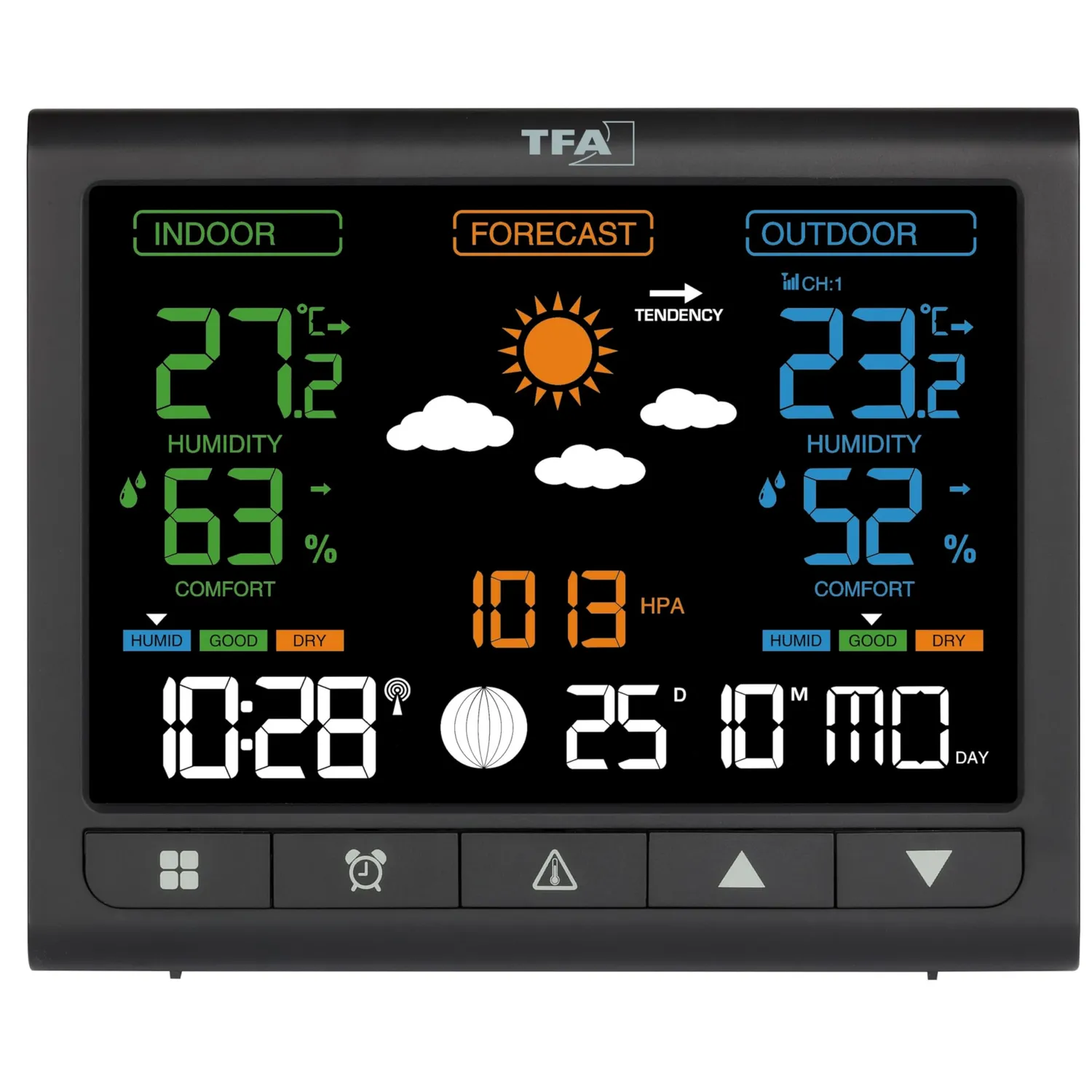 TFA Dostmann Contrast 35.1171 Wetterstation schwarz VA-Display