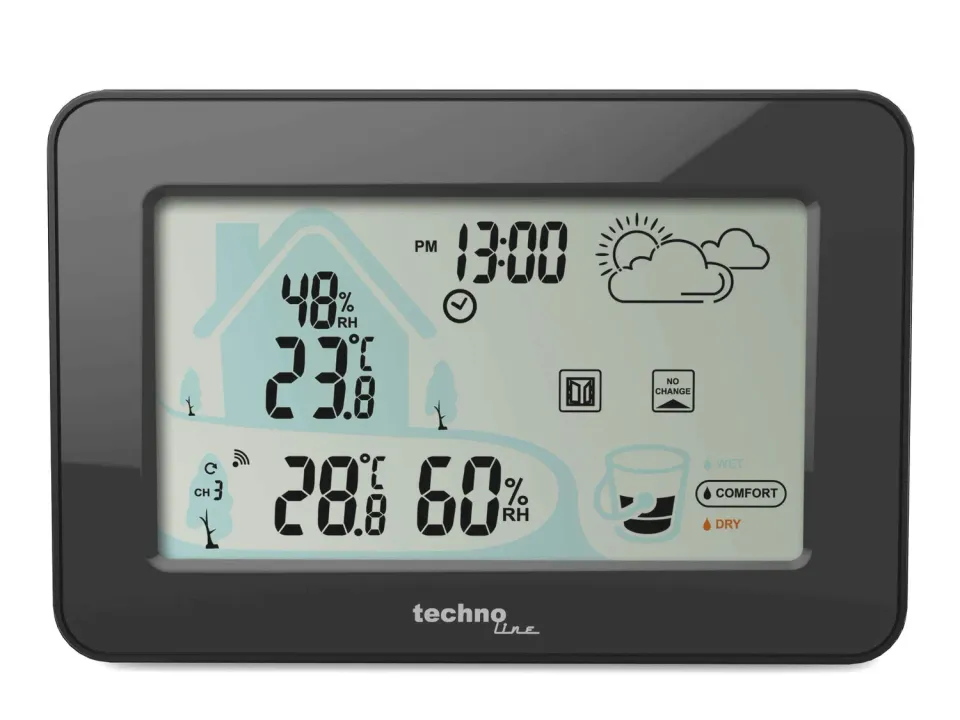 Technoline WS 9490 Wetterstation schwarz mit Außensender