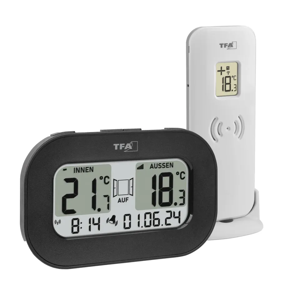 TFA Dostmann Cool@Home 30.3046.01 Funk-Thermometer schwarz Lüftungsalarm