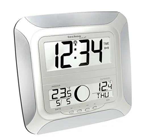 Technoline WS 8118 Funk-Wanduhr alu-silber mit Thermometer