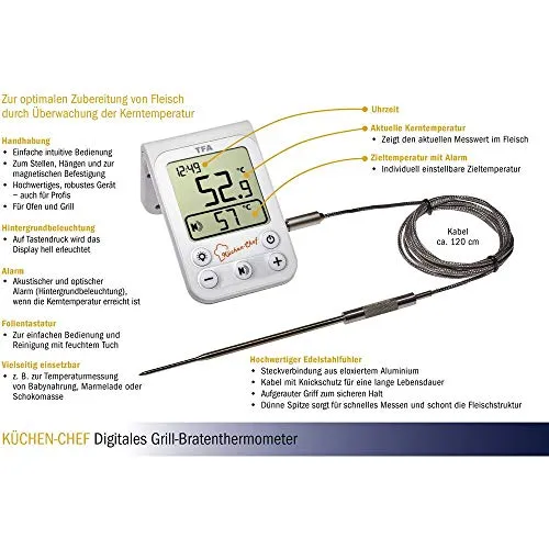 TFA Dostmann Küchen-Chef Grill-Bratenthermometer weiß