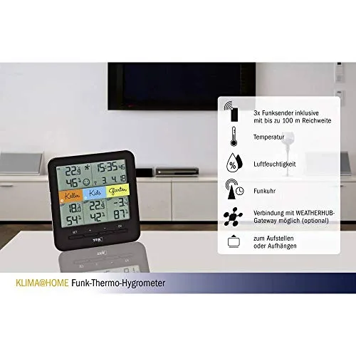 TFA Dostmann Klima Home 30.3060.01 Thermo-Hygrometer 3 Sender