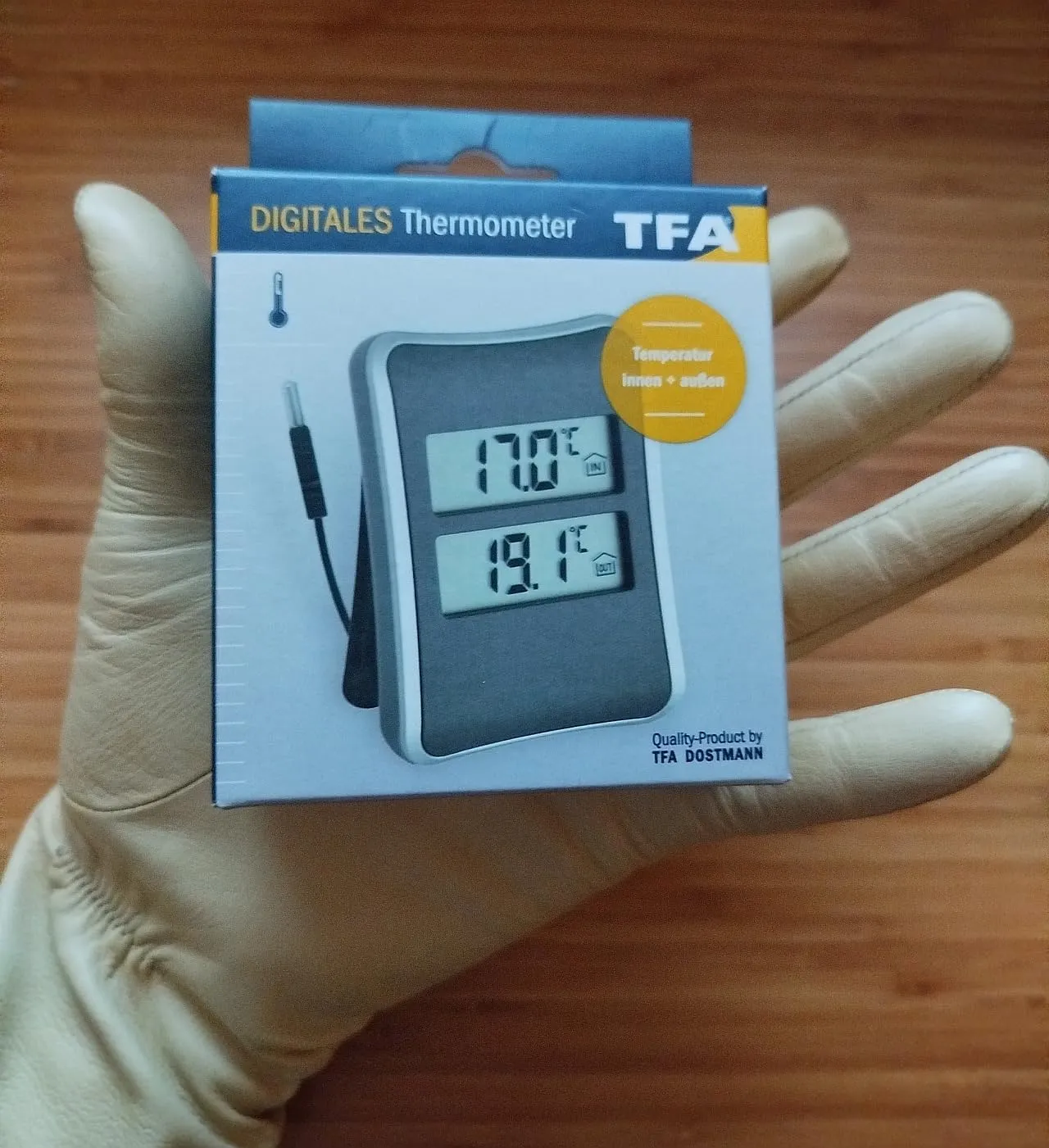 TFA Dostmann 30.1044 Innen-Außen-Thermometer anthrazit Kabel